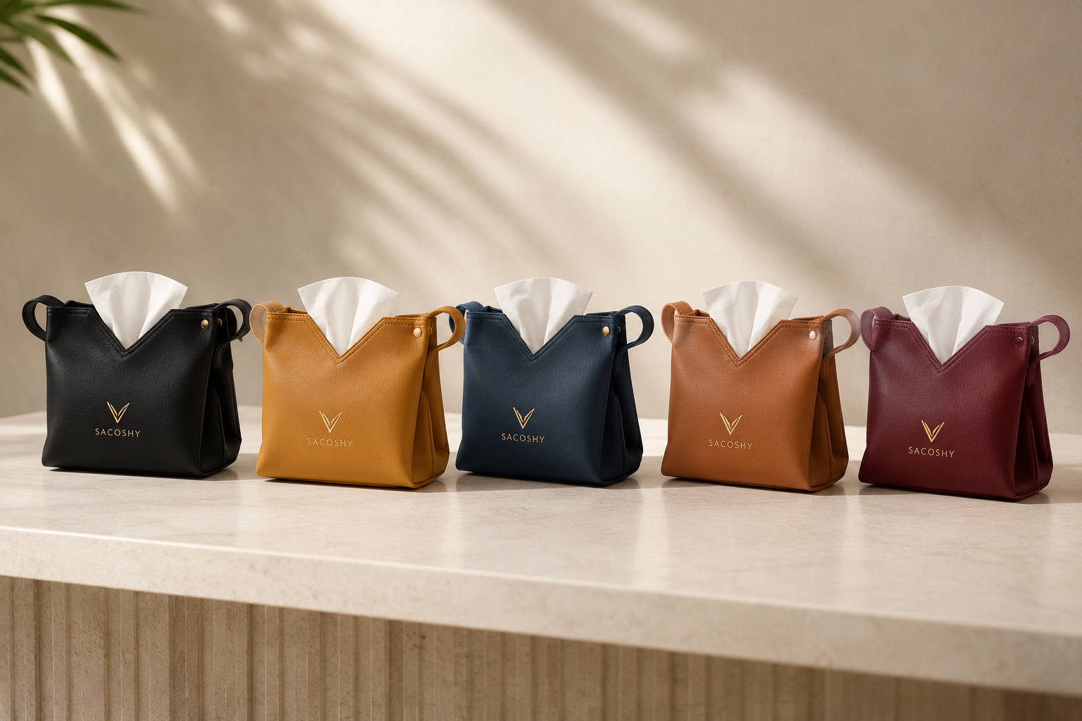 Porte-mouchoirs en cuir premium SacoShy | Design élégant pour la maison