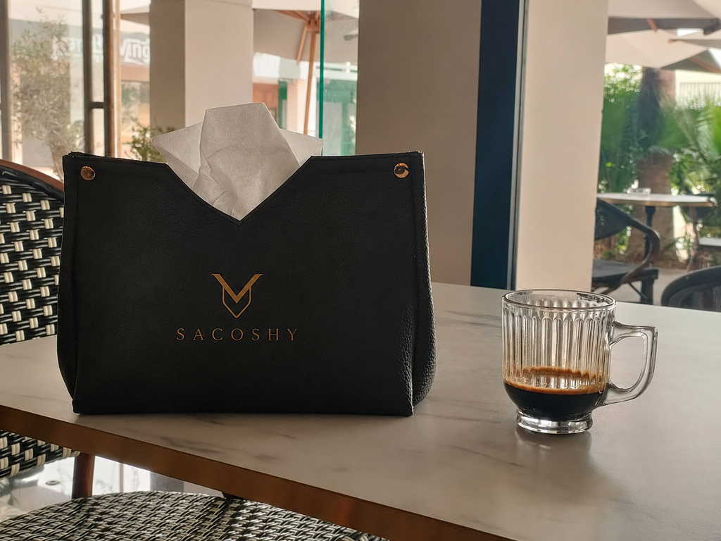 Porte-mouchoirs en cuir premium SacoShy | Design élégant pour la maison